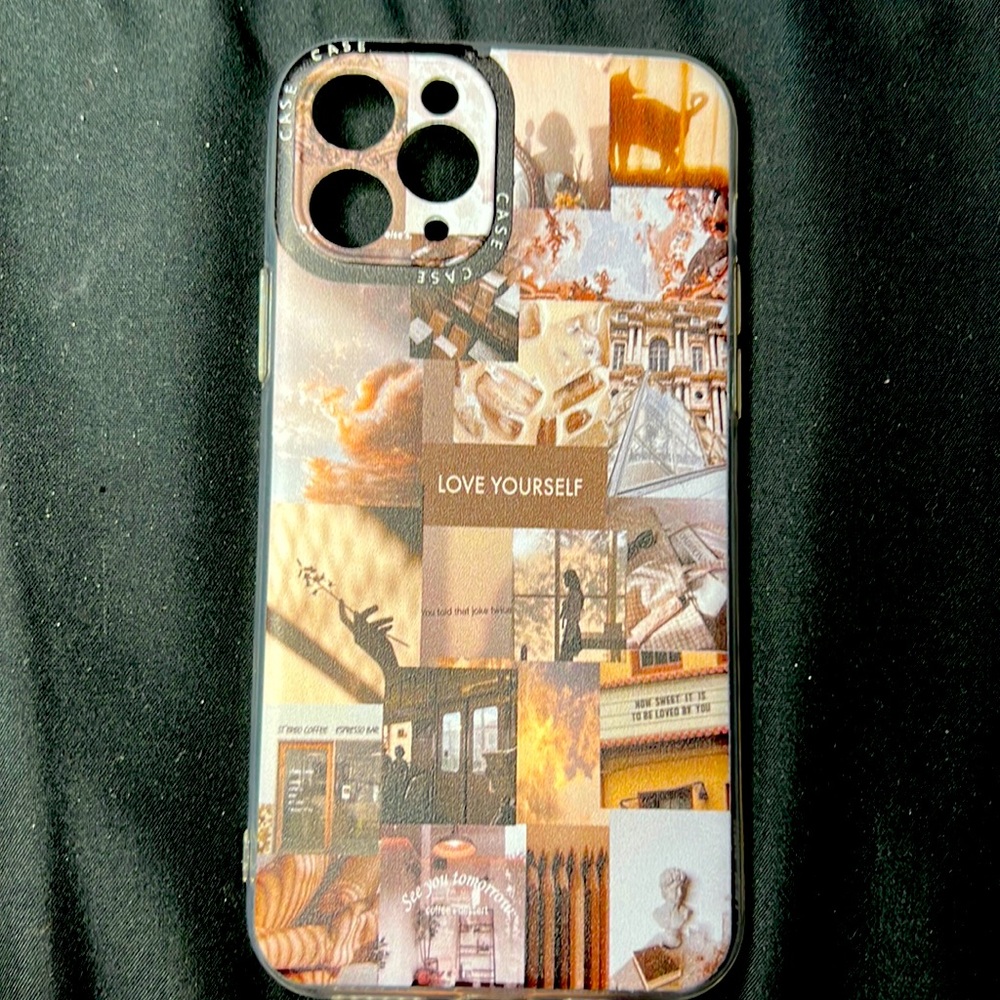 iPhone 11 Pro love yourself gray collage phone case